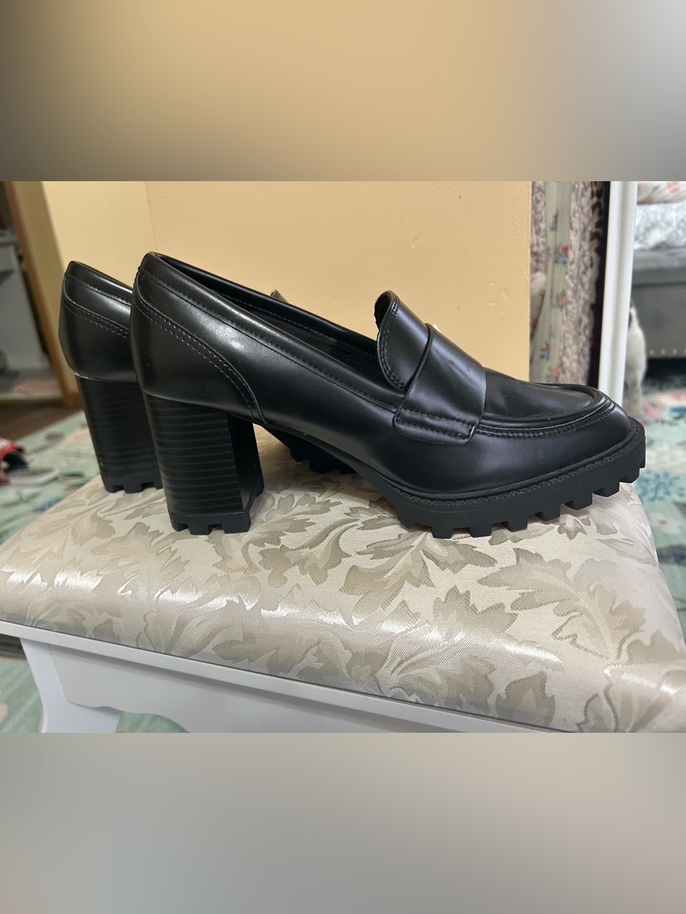 H&M Black Chunky Block Heel Loafers